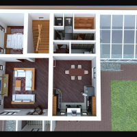 Визуализация плана 1-го этажа частного жилого дома